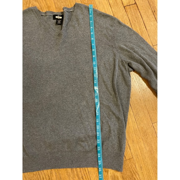 Calvin Klein Mens Gray V Neck Sweater Long Sleeve Cotton Modal Size L Preppy - Picture 4 of 7